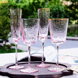 Hammer Texture Crystal Wine Glass In Triangle Shape