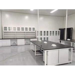 Customized Mobile Laboratory Table With White Movable Cabinet In College Lab