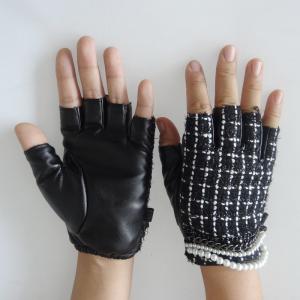 Fashion Women Black Leather Half Finger Gloves