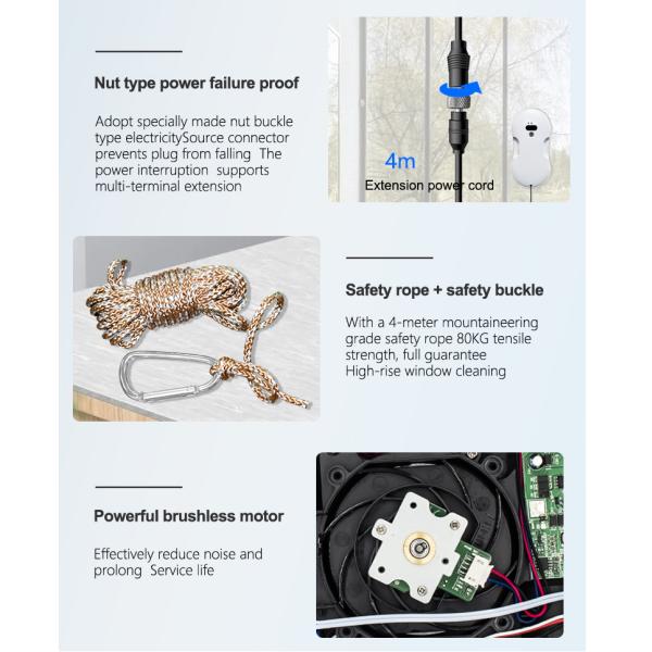 Xiaomi Hobot Ultrasonic Water Spray Window Cleaning Robot 80W Power 2800Pa Suction