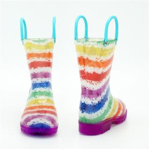 PVC Rainbow Light Up Rain Boots , Reusable Slip Resistant Rubber Boots