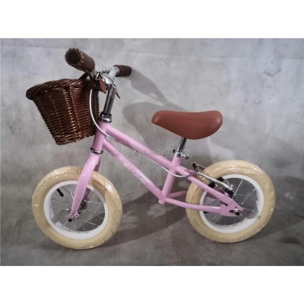 2022 Style Kids Walking Bike for Baby with Front Wicker Basket and Wanda 12 Inch Tires