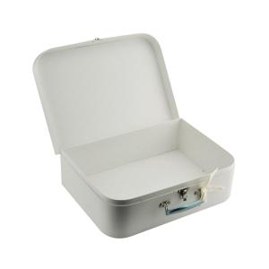 Metal Clasp Closure Cardboard Suitcase With Debossed Logo Ribbon