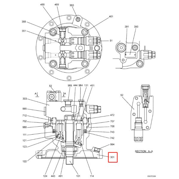 Swing Motor Housing Planetary Gear Parts SK200-8 YN15V00035S301 M5X130 Part