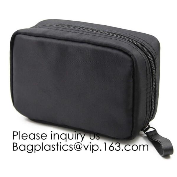 Buy Canvas Makeup Bag Ladies Clutch Bag With Gold Zipper,Dopp Case Striped Canvas Cosmetic Makeup Bag with leather handle at wholesale prices