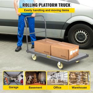 2000lbs Heavy Duty Platform Trolley Q235 Folding Flatbed Cart