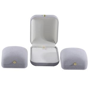 Hanhong Gray Velvet Rectangle Jewelry Box for Bracelet Earrings Necklace Ring
