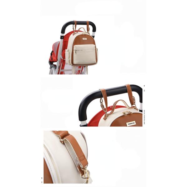 New PU Leather Mommy Nappy Bag Portable Baby Bottle Backpack Multifunction Travel Maternity Diaper Bag witth Stroller Strap