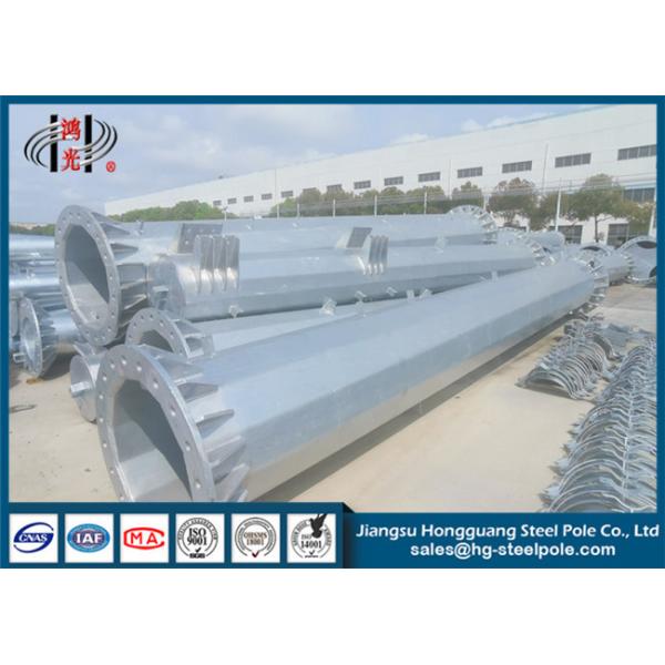 Buy Flange Connection Type Electrical Galvanized Steel Pole With Anchor Bolt Q345 at wholesale prices