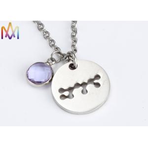 2.2mm Thickness Birthstone Crystal Womens Engraved Necklace