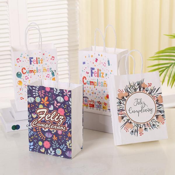 Personality Doodle Design Brown Kraft Paper Easter Goody Bag for Food Snacks Packaging