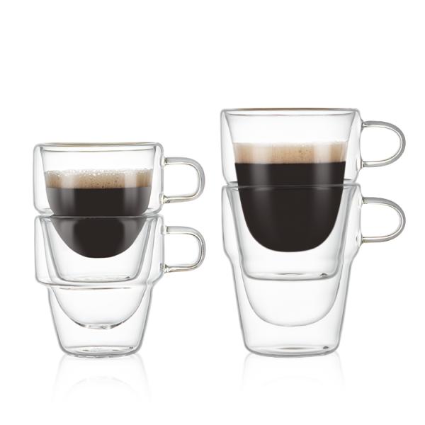 Classic Design 150ml Double-Walled Clear Glass Coffee Mugs for Hot and Iced Beverages