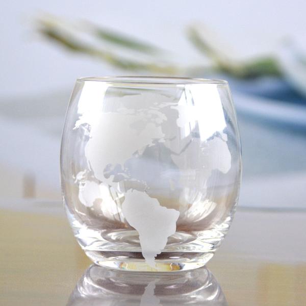 Globe Design Etched Handmade Whiskey Glass , Whiskey Tasting Glasses For Restaurant