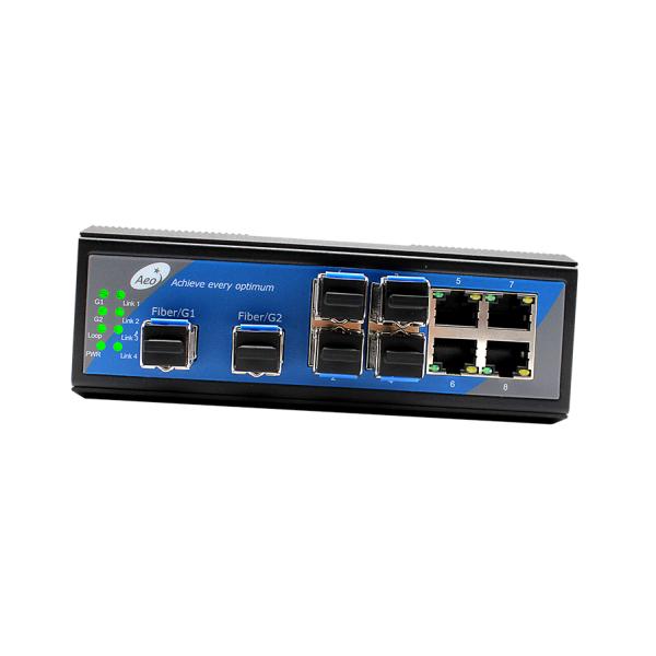 Industrial Guide Rail SFP Switch 2 Gigabit SFP and 4 10/100Mbps Ethernet and 4 10/100Mbps SFP Ports