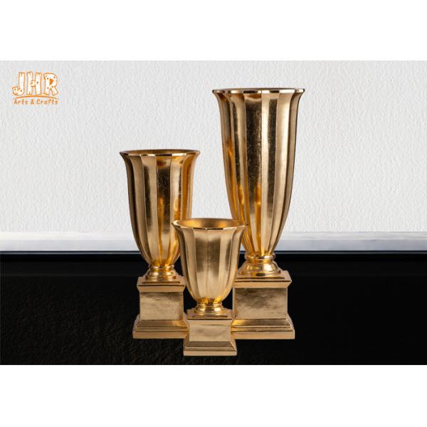 Gold Leafed Fiberglass Table Vases Homewares Decorative Items Trumpet Floor