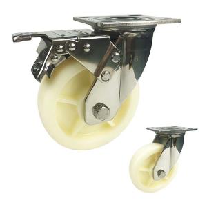 YLcaster 8x2" Solid Nylon Wheel Heavy Duty SUS304 Stainless Steel Caster Wheels