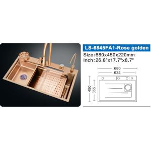 Undermount Double Stainless Steel SUS304 Sink Rose Golden Digital Display