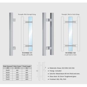 Buy cheap SUS304 Stainless Steel entry door handles set square tub H design W-DH602 glass from wholesalers