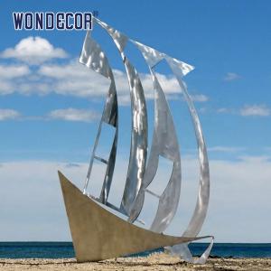 Large stainless steel ship abstract sculpture