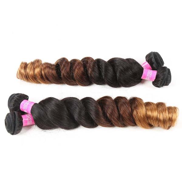 Peruvian Hair Loose Wave 3 Tone Ombre Hair Weave 1B/4/27 Blonde Hair