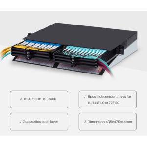 1U HD 144 Fiber MPO Patch Panel Enclosure With 24 Port LC Cassette