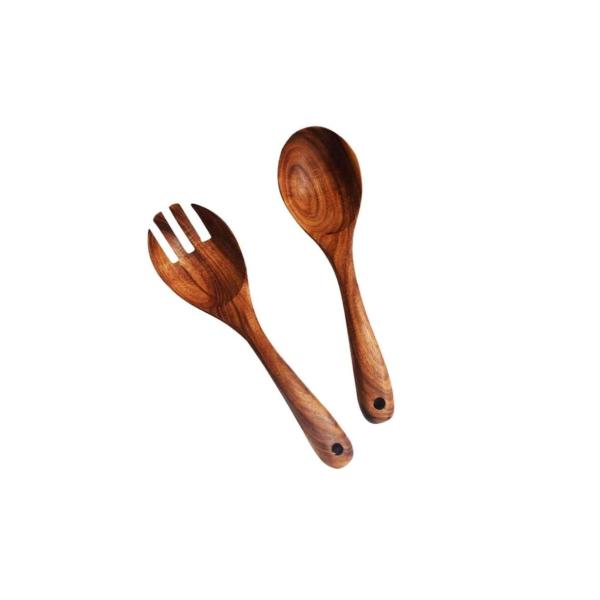 Buy Solid Acacia Wood Cooking Utensil Set Large Salad Spoon And Fork Set at wholesale prices