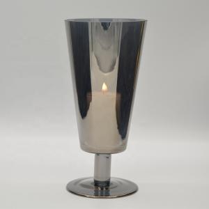 Stemed Electroplated Grey Glass Candle Holder Centerpieces