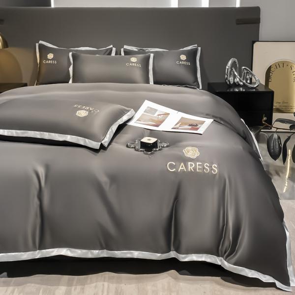 Luxury Washed Silk Embroidery Bedding Set Bed Cover Set for Hospital School Home