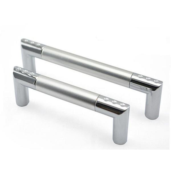 128mm Aluminum Kitchen Cupboard , Zinc Silver Refrigerator Door Pulls Simple Modern Dresser Knobs