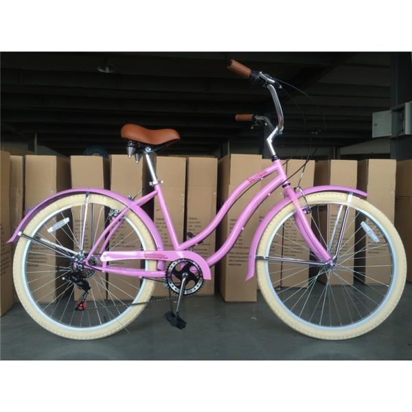Step Through Design 26 Inch Beach Cruiser Bike with Coaster Foot Brake and White Color