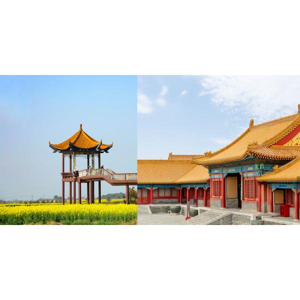 Flat 180x160mm China Roof Tiles Ceramic Material For Buddhist Building Chinese Temple