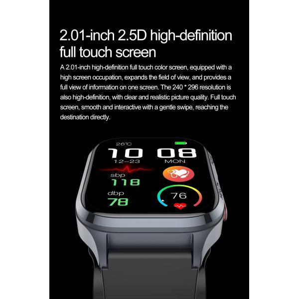 S18 Air Pump Blood Pressure Health Smart Watch With Blood Oxygen Uric Acid Monitor