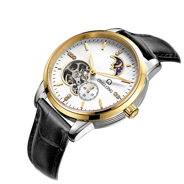 Automatic mechanical movt stainless steel caseback wrist watch for men