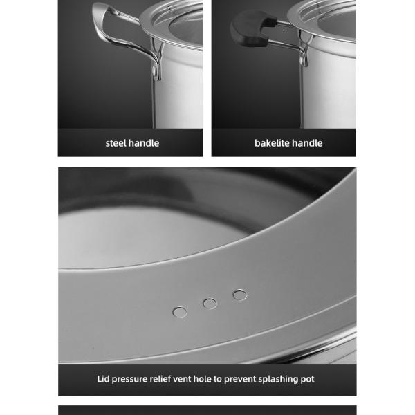 New Design Cooking Set 6 Piece Kitchen Cookware 18/8 Stainless Steel Pans And Pots Set