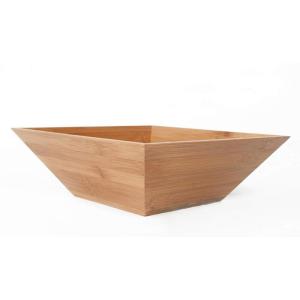 Bamboo large square salad bowl with serving hands