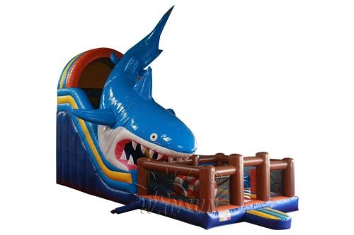 Buy Water Resistant Massive Inflatable Dry Slide Shark Themed 12x4x6.5m at wholesale prices