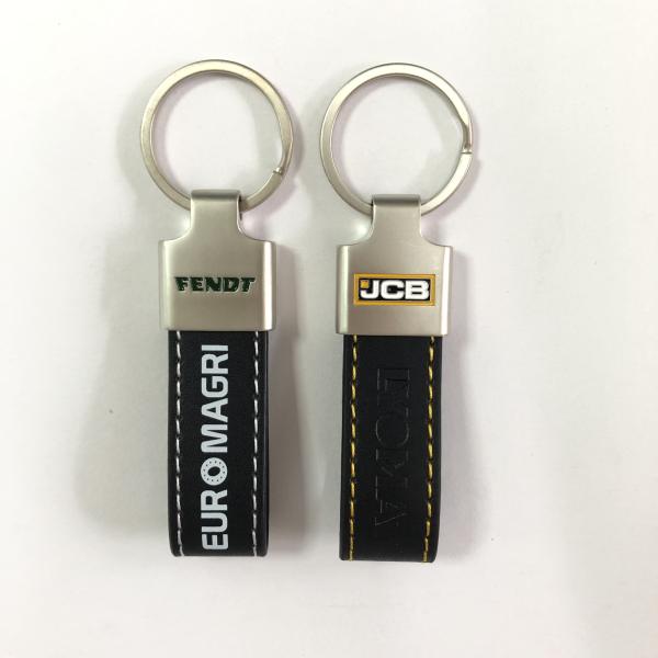Real Leather Rectangle Key Chain Name Silk Screen Zinc Alloy Personalised Keychain