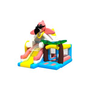 China Colorful Cute Pink Flamingo Themed Inflatable Combos  For Home Backyard on sale