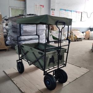 87cm Beach Folding Wagon With Canopy 106cm Folding Beach Trolley 600D Oxford