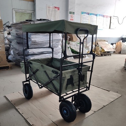 87cm Beach Folding Wagon With Canopy 106cm Folding Beach Trolley 600D Oxford
