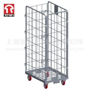 Quality Torin SWK1042-WOT Steel Multi-layer Movable Folding Cargo Storage Steel Roll Container roll Cart for sale