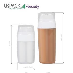 Dual Chamber Flat Airless PP Bottle 7.5ml*2 15ml*2 For Lotion Packaging