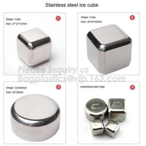 4pcs/set plastic box ice cube chilling stone set, FDA LFGB Stainless Steel Ice
