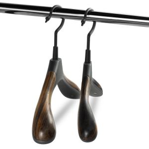 Luxury Bedroom Black Wooden Hotel Coat Hangers 270*450mm Eco Friendly