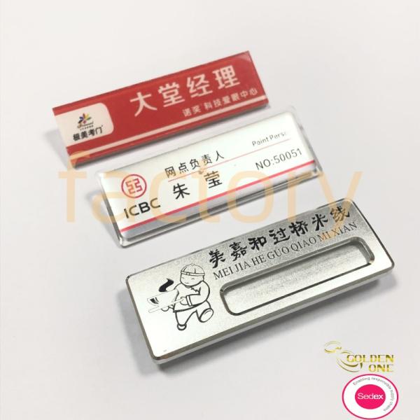 Gold Plated Name Tag Badge Clothing Custom Made With Safety Pin