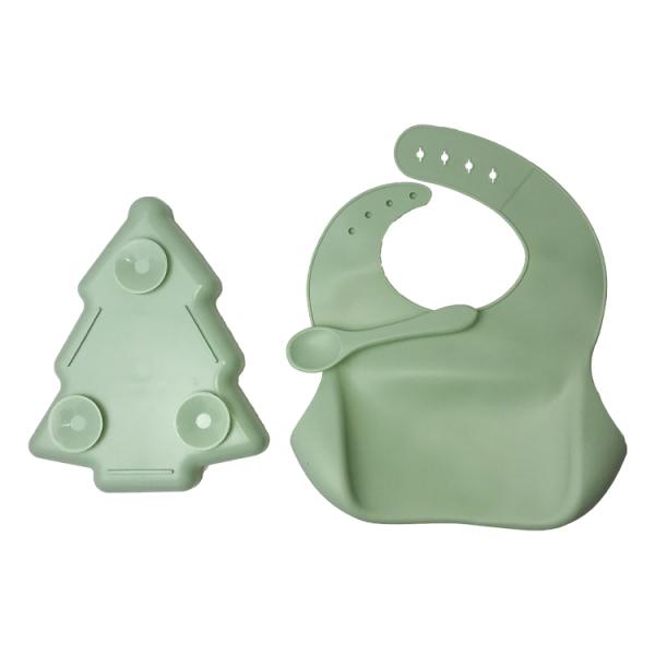 Baby Silicone Plate And Bib 3 Pcs BPA Free Suction Feeding Set Customized