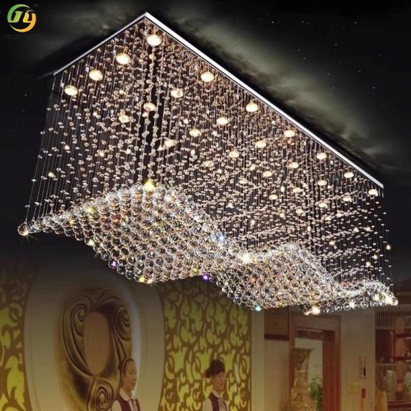 JYLIGHTING Crystal Lamp Rectangular Living Room Restaurant Ceiling Lamp Hotel