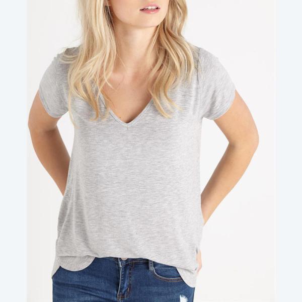 Buy Custom Logo V Neck Clothing T Shirt Women at wholesale prices
