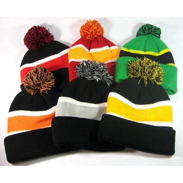 Buy Fox Fur Women Knit Pom Pom Beanie Keep Warm Embroidered 3D Logo Available at wholesale prices
