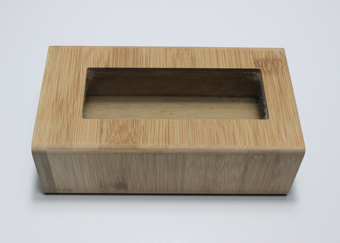 Custom Natural Draw Type Bamboo Gift Box With Clear Glass Top Lid